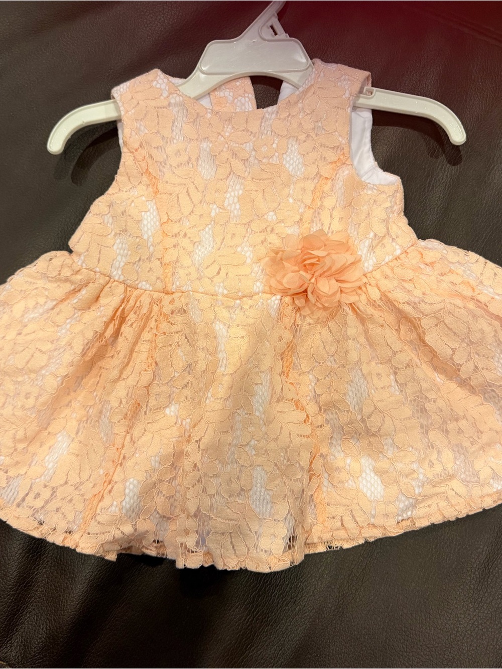 Peach Lace Flower Applique Girls Dress - Sleeveless Party Dress